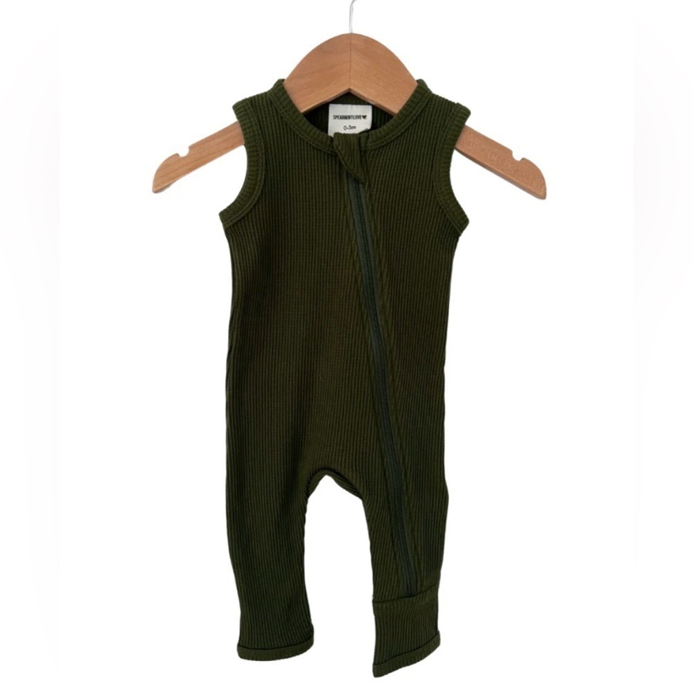 SpearmintLove Organic Waffle Sleeveless Zip Romper